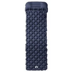 Matelas de camping gonflable avec oreiller 1 personne gris 