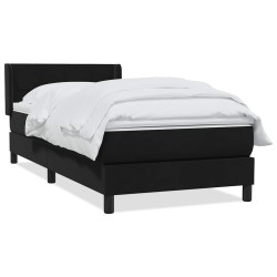 Sommier à lattes de lit avec matelas noir 90x220 cm velours 