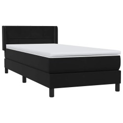 Sommier à lattes de lit avec matelas noir 90x220 cm velours 