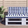 Coussin de palette rayures bleues et blanches 80x40x12 cm tissu 