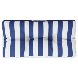 Coussin de palette rayures bleues et blanches 80x40x12 cm tissu 