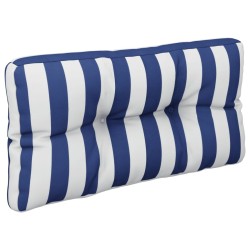 Coussin de palette rayures bleues et blanches 80x40x12 cm tissu 