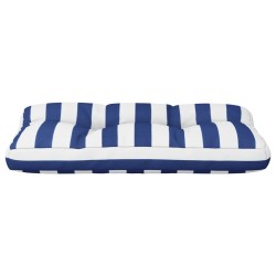 Coussin de palette rayures bleues et blanches 80x40x12 cm tissu 