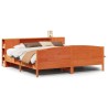Lit bibliothèque sans matelas cire marron 180x200 cm pin massif 
