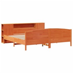 Lit bibliothèque sans matelas cire marron 180x200 cm pin massif 