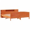 Lit bibliothèque sans matelas cire marron 180x200 cm pin massif 