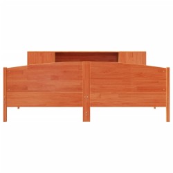 Lit bibliothèque sans matelas cire marron 180x200 cm pin massif 