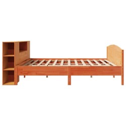 Lit bibliothèque sans matelas cire marron 180x200 cm pin massif 