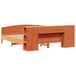 Lit bibliothèque sans matelas cire marron 180x200 cm pin massif 
