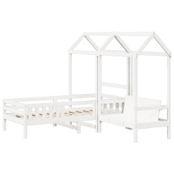 Ensemble de lit et de banc avec toit sans matelas 90x190 cm 