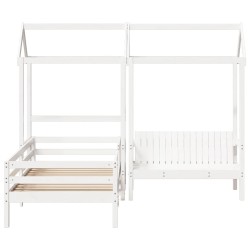 Ensemble de lit et de banc avec toit sans matelas 90x190 cm 