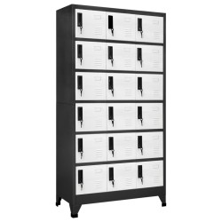 Armoire à casiers Anthracite et blanc 90x40x180 cm Acier 