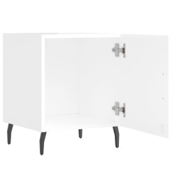 Table de chevet blanc brillant 40x40x50 cm bois d’ingénierie 