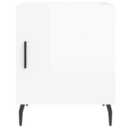 Table de chevet blanc brillant 40x40x50 cm bois d’ingénierie 