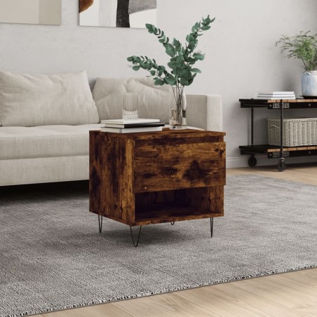 Table basse chêne fumé 50x46x50 cm bois d'ingénierie 