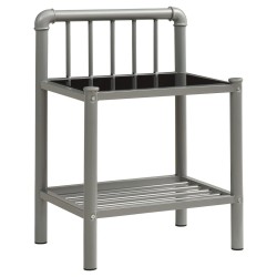 Table de chevet Gris et noir 45x34,5x62,5 cm Métal et verre 