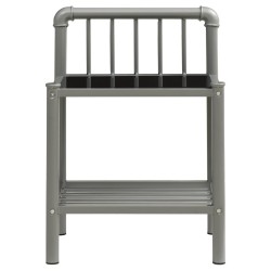 Table de chevet Gris et noir 45x34,5x62,5 cm Métal et verre 