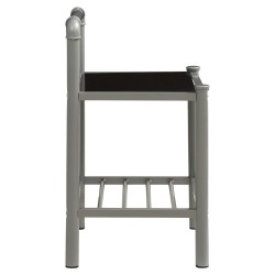 Table de chevet Gris et noir 45x34,5x62,5 cm Métal et verre 