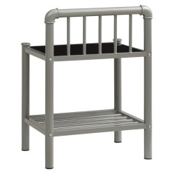 Table de chevet Gris et noir 45x34,5x62,5 cm Métal et verre 