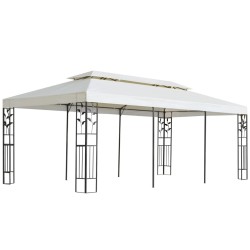 Belvédère à double toit blanc 6x3 m acier 