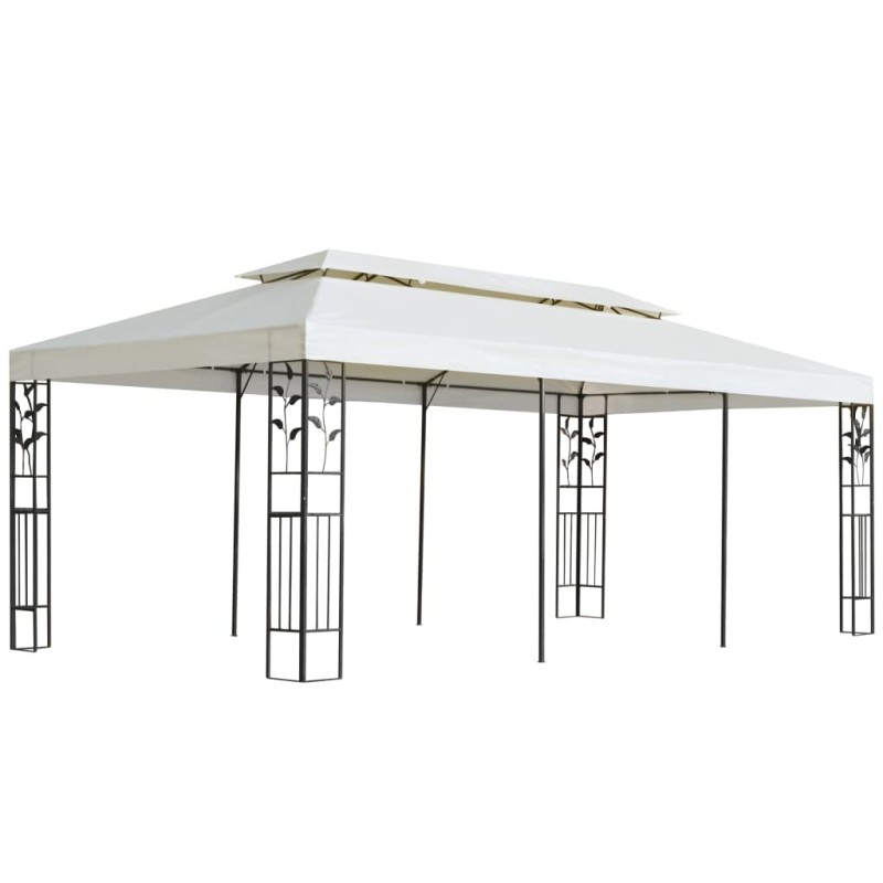 Belvédère à double toit blanc 6x3 m acier 