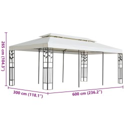 Belvédère à double toit blanc 6x3 m acier 