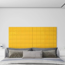 Panneaux muraux 12 pcs Jaune 90x15 cm Velours 1,62 m² 
