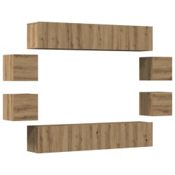 Ensemble de meuble TV mural 8 pcs chêne artisanal 