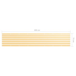 Écran de balcon Blanc et jaune 75x400 cm Tissu Oxford 