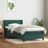 Sommier à lattes de lit et matelas vert foncé 100x210cm velours 
