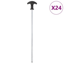 Piquets de tente 24 pcs 30 cm Ø7 mm acier galvanisé 