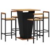 Ensemble de bar jardin 5 pcs noir poly rotin/bois massif acacia 