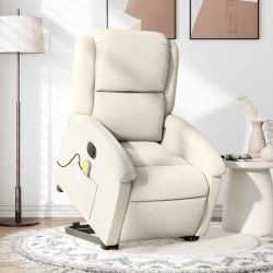 Fauteuil inclinable de massage électrique crème velours 