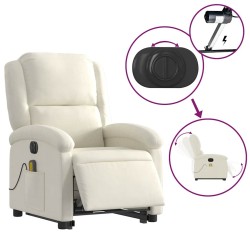Fauteuil inclinable de massage électrique crème velours 