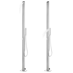 Douche de jardin avec base marron 225 cm Acier inoxydable 
