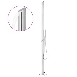 Douche de jardin avec base marron 225 cm Acier inoxydable 