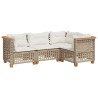 Salon de jardin avec coussins 4 pcs beige résine tressée 