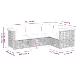 Salon de jardin avec coussins 4 pcs beige résine tressée 
