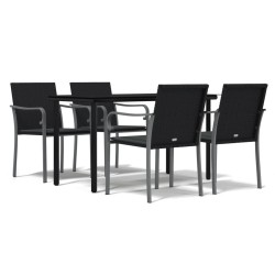 Ensemble à manger de jardin 5 pcs coussins résine tressée acier 