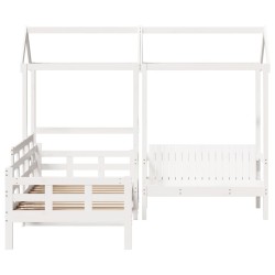 Ensemble de lit de jour et de banc avec toit sans matelas blanc 