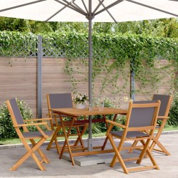 Ensemble à manger de jardin 5 pcs anthracite tissu bois massif 