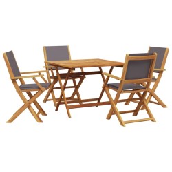 Ensemble à manger de jardin 5 pcs anthracite tissu bois massif 