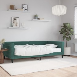 Lit de jour avec matelas vert foncé 100x200 cm velours 