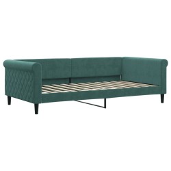 Lit de jour avec matelas vert foncé 100x200 cm velours 