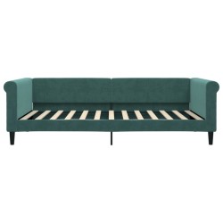 Lit de jour avec matelas vert foncé 100x200 cm velours 