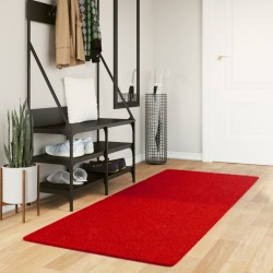 Tapis HUARTE à poils courts doux et lavable rouge 80x200 cm 