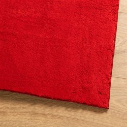 Tapis HUARTE à poils courts doux et lavable rouge 80x200 cm 