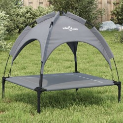 Lit pour chien avec auvent anthracite tissu Oxford et acier 
