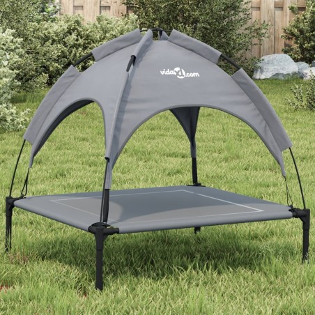 Lit pour chien avec auvent anthracite tissu Oxford et acier 