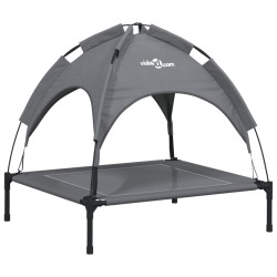 Lit pour chien avec auvent anthracite tissu Oxford et acier 